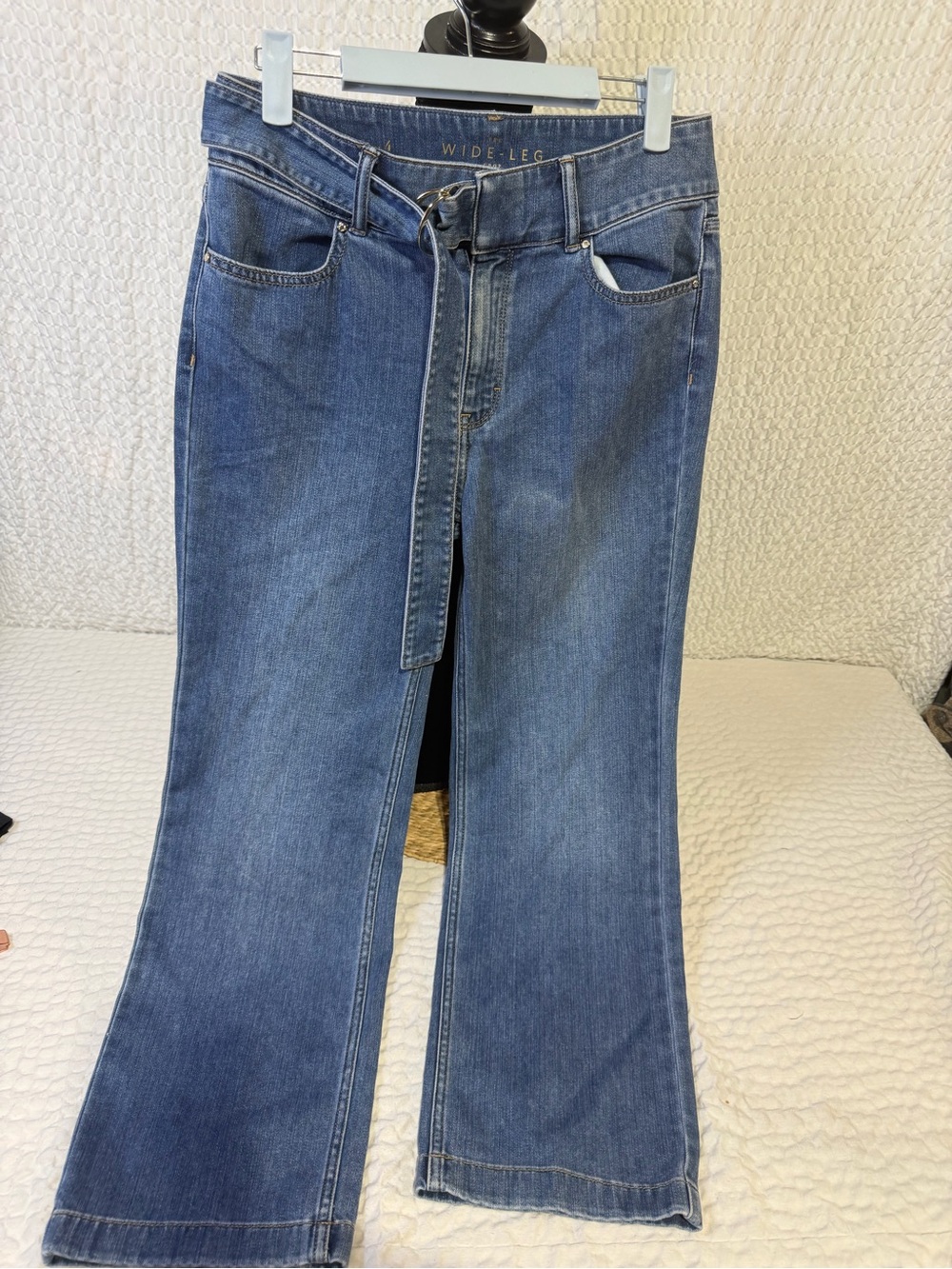 White House Black Market Blue Wide-Leg Jeans with Tie Waist